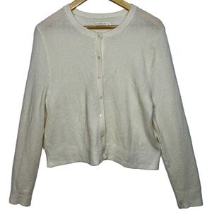 Abercrombie & Fitch Cream Wool Crew Neck Long Sleeve Cardigan Sweater Size XL